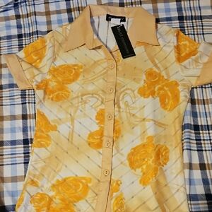 Yellow Floral Button-Up Shirt